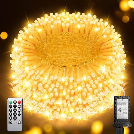 355FT 900LED Christmas Lights, Extra Long Outdoor String Lights Waterproof, Timer & Memory, 8 Modes Dimmable Plug in Fairy for Classroom Outside Tree Wedding Patry Warm White