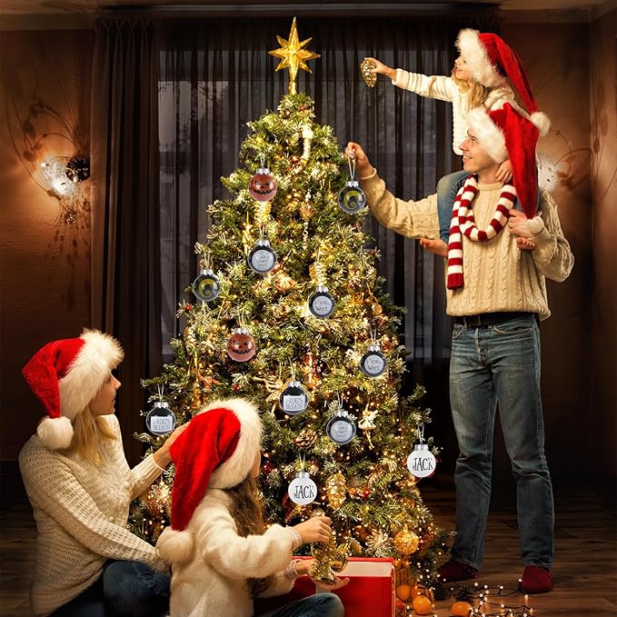 12PCS Halloween Christmas Magic Ball Ornaments ，Night Before Baubles with Strings Hanging for Holiday Party Tree Decoration Outdoor Intdoor Decor (Christmas)