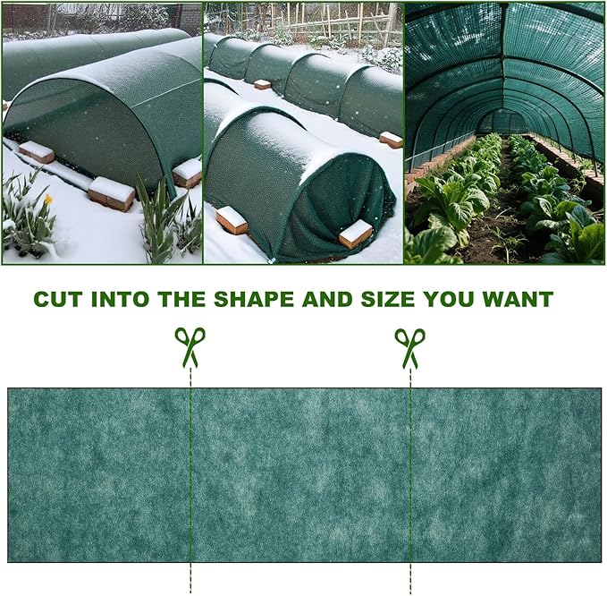 Green Plant Covers Freeze Protection 6.5 x 33 FT 1.2oz/yd² Frost Cloth Blankets for Outdoor Plants in Winter, Floating Row Cover for Vegetable Garden