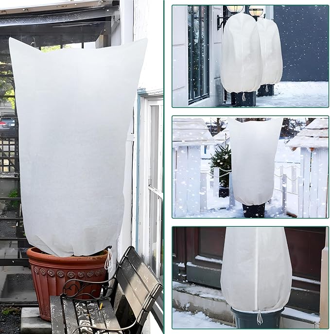 2 Packs Large Plant Covers Freeze Protection 80"W x 90"H Frost Protection Blankets with Zipper Drawstring Freeze Protections Plant Cover for Winter Outdoor Shrubs Palm Citrus Trees Potted Plants