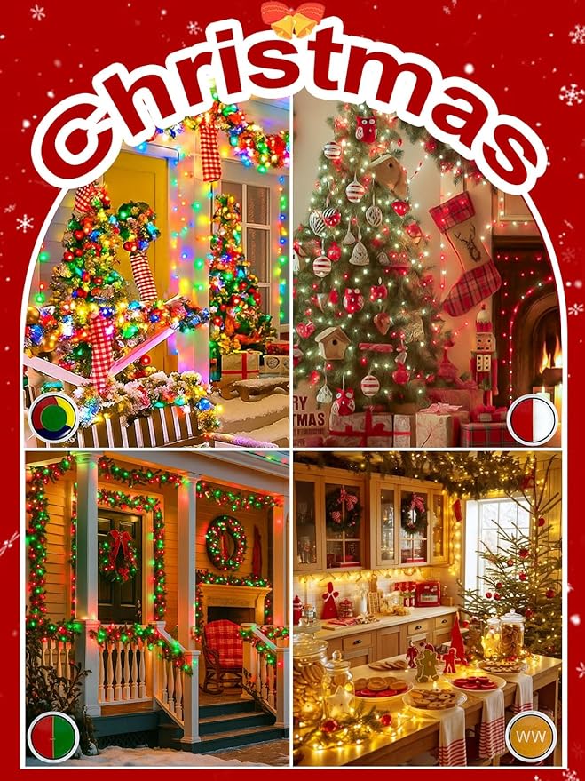 Smart Color Changing Christmas Lights with Remote & App Control, 198FT 600 LED RGB String Lights with Timer, Music Sync Multiple Modes Twinkle Christmas Tree Light Waterproof Indoor Outdoor Xmas Decor