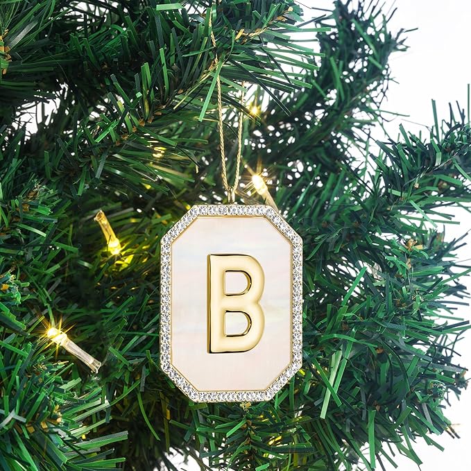 2025 Christmas Initial Ornaments, Letter B Ornaments for Xmas Tree, Hanging Ornament for Mother Best Friends Sister Wife