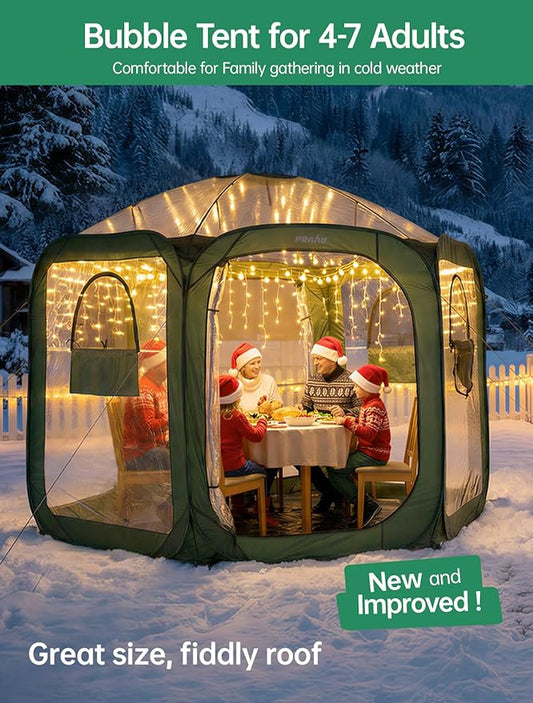 Porayhut Pop up Greenhouse Tent,Portable Large Walk-in Plant House 10’X10’ ,Indoor Outdoor Gardening Plant Sunshine Room with PVC Mesh Cloth Cover for Protecting Plant from Cold Frost & Birds