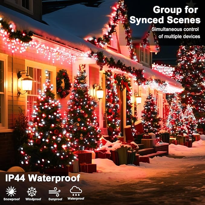 393 FT 1000 LED String Lights Outdoor Indoor, Christams String Lights Waterproof 8 Modes & Timer, Fairy Lights Plug in for Bedroom, Weeding, Patio, Party, Holiday,Christmas Decor (Red+White)