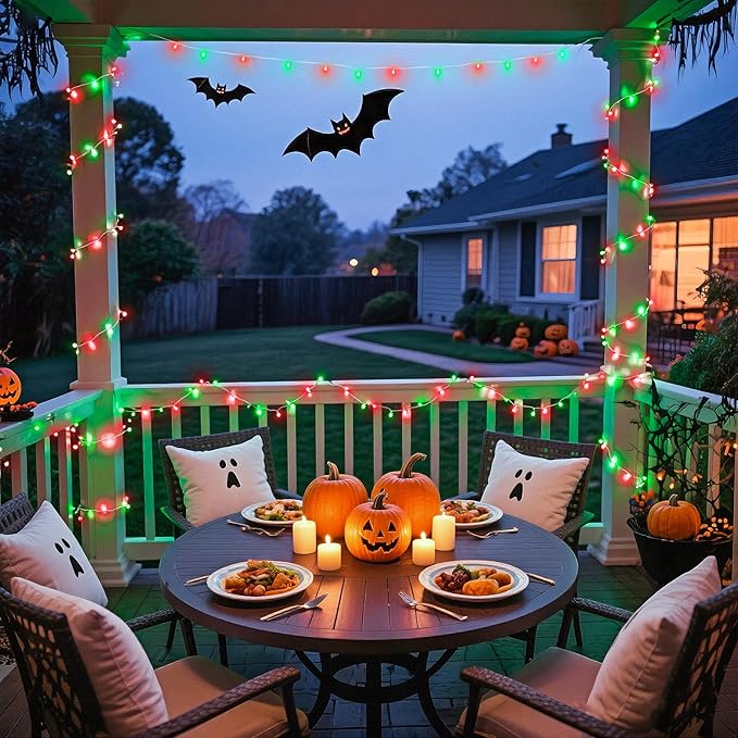 JMEXSUSS 200 LED Red and Green Halloween Lights Outdoor, 66ft Christmas String Lights Indoor Clear Wire Plug in for Bedroom Party Christmas Tree Halloween Decorations