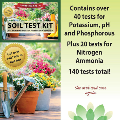 Soil Test Kit -140 Test- 2025 Updated- Testing PH Ammonia Nitrogen Phosphorus and Potassium - Tester for Your Vegetable Garden Lawn and Soil