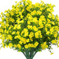 Outdoor Artificial Flowers UV Resistant & Fade Proof, 12 Pack Realistic Fake Flowers for Garden, Patio, Lawn Decor - Weatherproof Plastic Plants(Yellow)