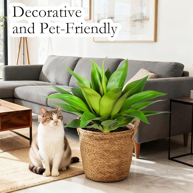 Artificial Agave Plant Fake Agave Plant Artificial Plants Outdoor Uv Resistant Artificial Fake Plants Suitable for Indoor Home Decor Outdoor Courtyard Balcony Terrace Decor 20.9'',Green,1Pcs