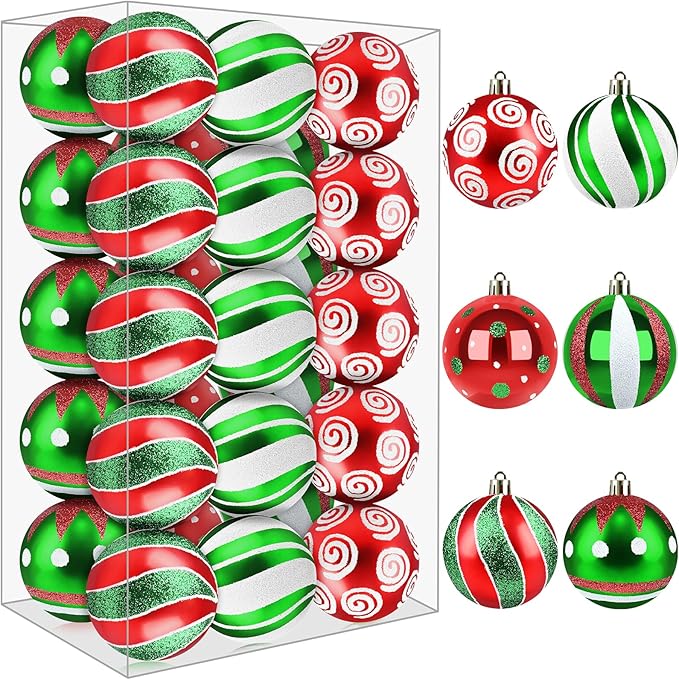 Christmas Balls Ornaments for Xmas Tree- 30Pcs Shatterproof Christmas Tree Decorations, 2.36" Hanging Balls Muti-Color Xmas Ball Ornaments Set for Holiday Party Decoration