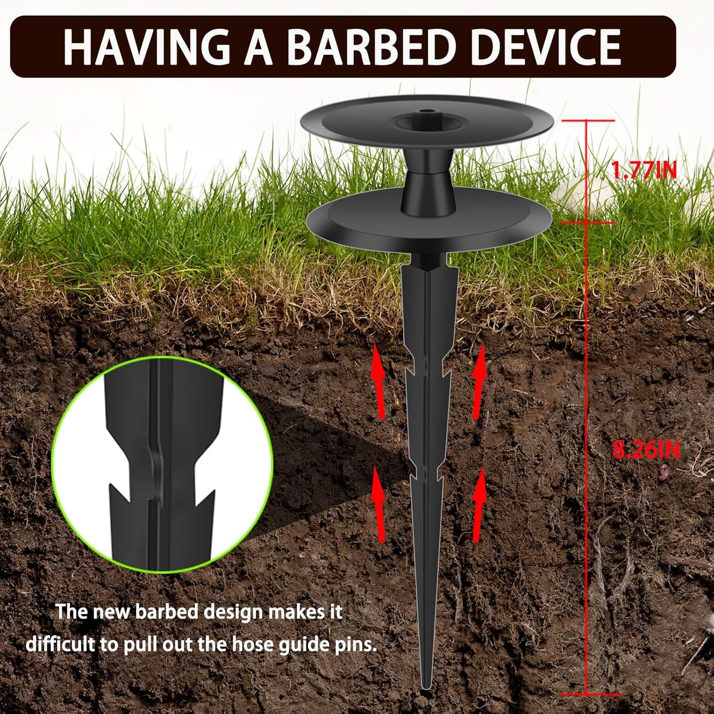 6 PCS Garden Hose Guide Spike,Hose Guide Stake Heavy Duty Pure Metal Hose Roller Guide,Keep Flowering Hose Out of Flower Beds,Rustproof Coated Garden Hose Stake for Yard,Lawn Hose Roller Support