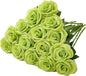 15pcs Green Fake Roses Artificial Silk Flowers Faux Rose Flower Long Stems Bouquet for Arrangement Wedding Centerpiece Party Home Kitchen Decor