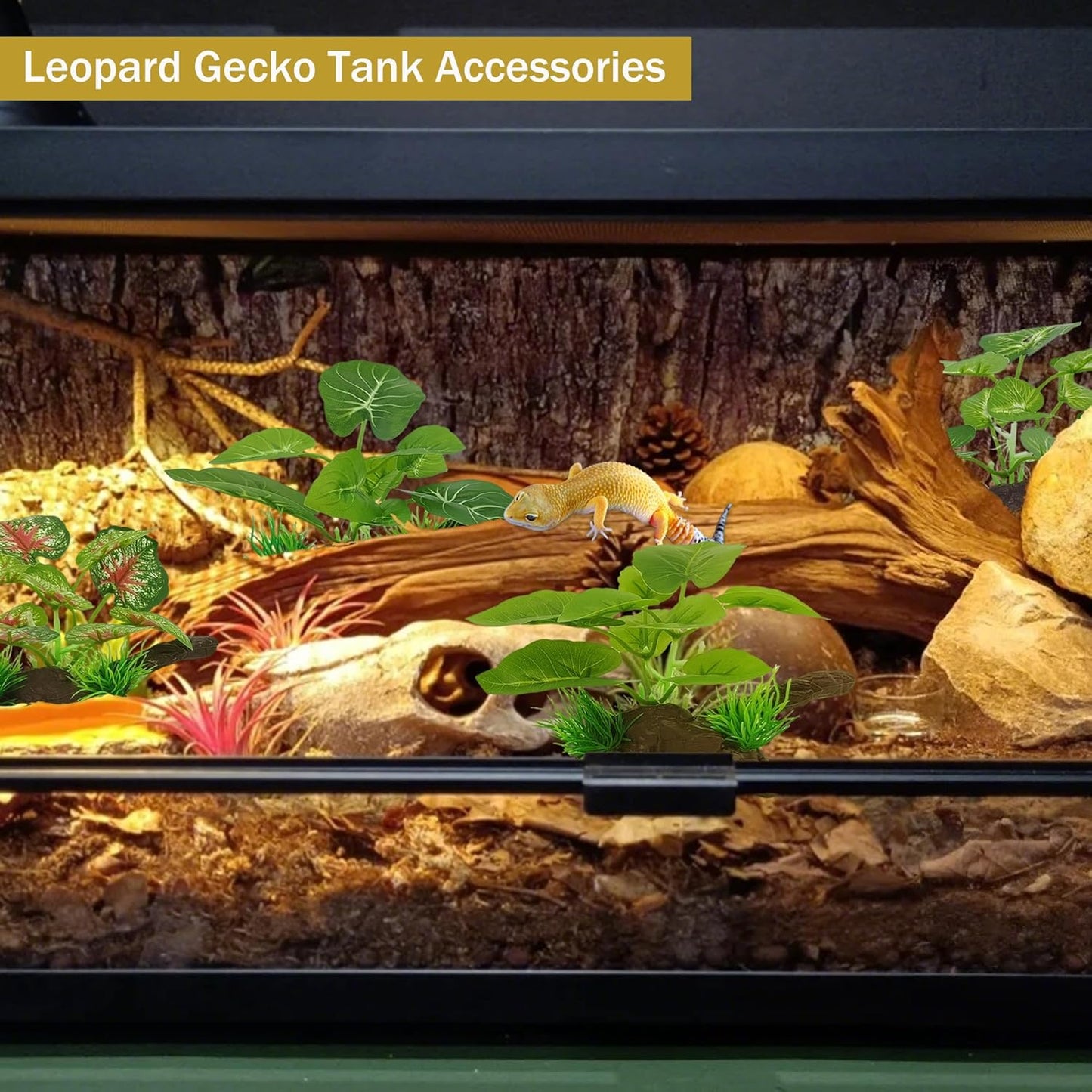 Silk Aquarium Plants for Fish Tank, Betta Fish Decor, Plastic & Fake Plants Realistic for Reptile Terrarium, Turtle, Leopard Gecko & Ball Python Habitat, Silk Plants for Betta Fish Tank