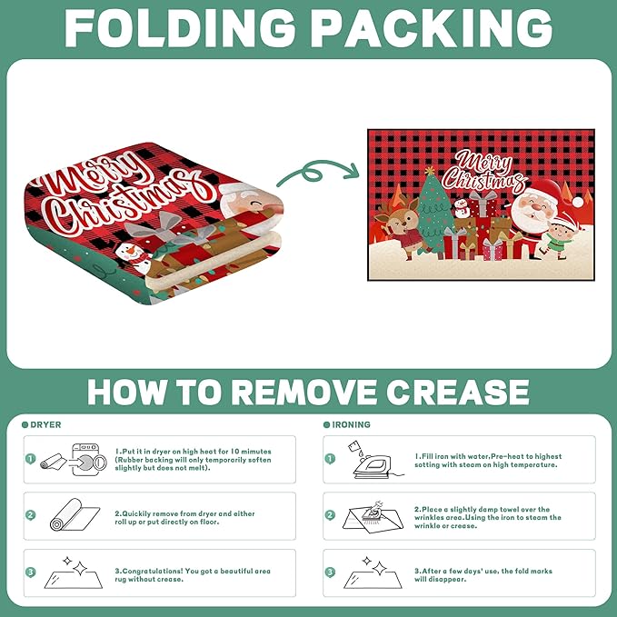 Christmas Area Rugs,Xmas Tree Snowflake Non-Slip Washable Rug Indoor Rugs Floor Mats Carpet for Living Room Bedroom Dining Room Home Decor,71" X 47"