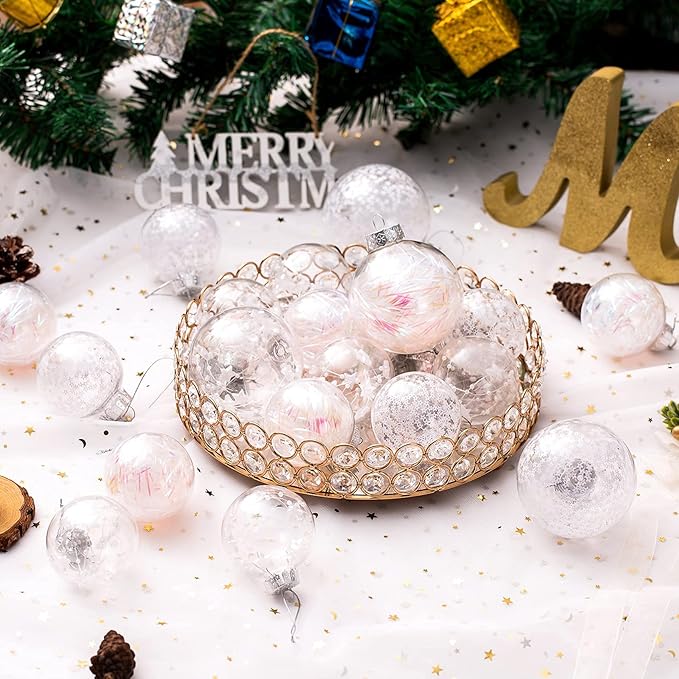 Christmas Ornaments Ball Set-Shatterproof Clear Plastic Decorative Baubles for Xmas Tree House Holiday Wedding Party Decoration,20pcs White