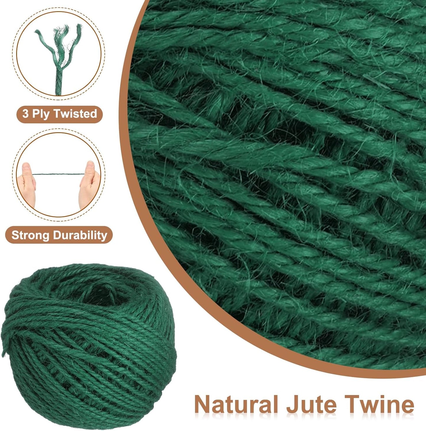 uxcell 164 Feet Natural Jute Twine String,3mm Thin Garden Twine Rope Colored Plant String Cord for DIY Art Crafts Gift Wrapping Decoration Packing Gardening Plant Hanger,Dark Green