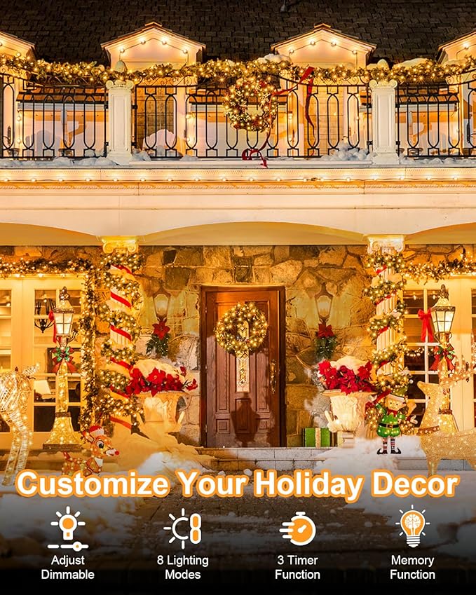 125FT 380 LED Warm Christmas Lights, Plug in Christmas String Lights Connectable, Timer & Memory, Waterproof Twinkle Tree Light for Indoor Outdoor Classroom Patio Yard Holiday Decoration