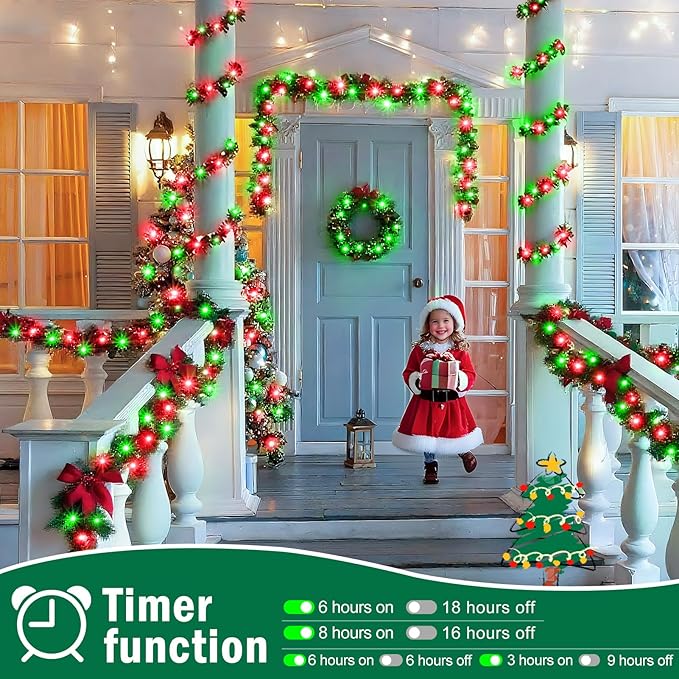 SAUIRS 403FT 1000 LED Christmas Lights Outdoor String Lights with 8 Modes Timer Waterproof Fairy Light Plug in for Outside Indoor Party Xmas Palm Tree Yard Wedding Decorations(Red and Green)