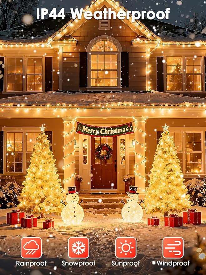 Voice Control Connectable 2PK 164FT 400LED Christmas String Lights Indoor Outdoor with Remote | Smart Twinkle Fairy String Lights 12 Modes & Timer for Xmas Tree Decor (Warm White)