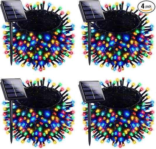 KENTA Solar Christmas Lights Outdoor 4 Pack 160FT 400 LED Solar String Lights with 8 Lighting Modes Waterproof Fairy Tree Lights for Yard Garden Patio Tree Christmas Decoration (Multicolor)