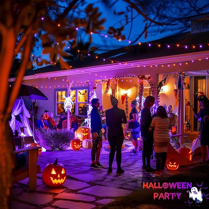 JMEXSUSS 800 LED Orange and Purple Halloween Lights, 272ft Halloween String Lights Outdoor Waterproof, 8 Modes Plug in Twinkle Light for Tree Party Decor