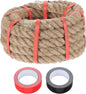 MECCANIXITY Jute Rope 1 Inch x 15ft, Thick Twine Rope Ropes Braided Jute Twine Natural Brown Burlap Cord String Heavy Twisted with Tapes for Decorative Crafts Railing Swing Tug of War