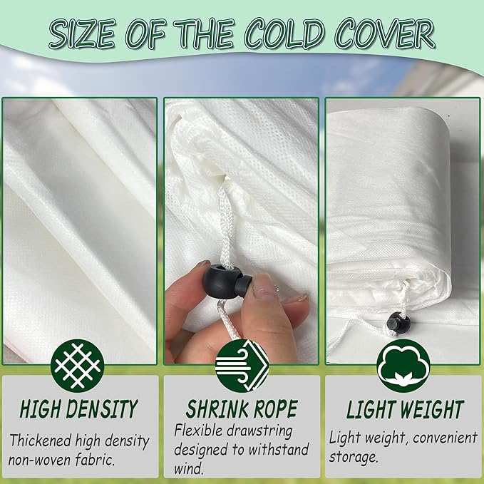 Rectangular Plant Cover Frost Big Size for 8×4×2FT Non Woven Fabric Garden Bed Cover with Zip Drawstring for Winter Cover Protection，Raised Beds Protect Plant Vegetable from Winter Frost