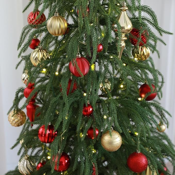 Christmas Tree Ornaments Decorations Set-116ct 1.18-6.5 Inch Assorted Red Gold Shatterproof Decorative Hanging Christmas Ball Ornaments Bulk,Xmas Tree Tabletop Decorations for Holiday Decor