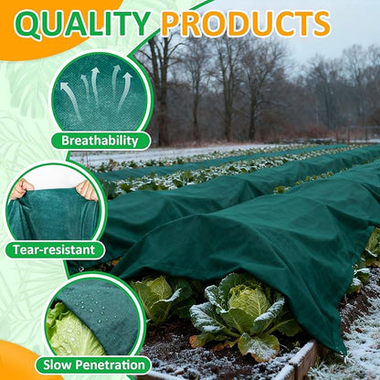 Green Plant Covers Freeze Protection, 10 x 50 ft - 0.9 oz/yd² Frost Cloths for Outdoor Plants, Tree Covers Freeze Protection, Winter Garden Blanket, Sun Cover for Plants for Greenhouse, Vegetables