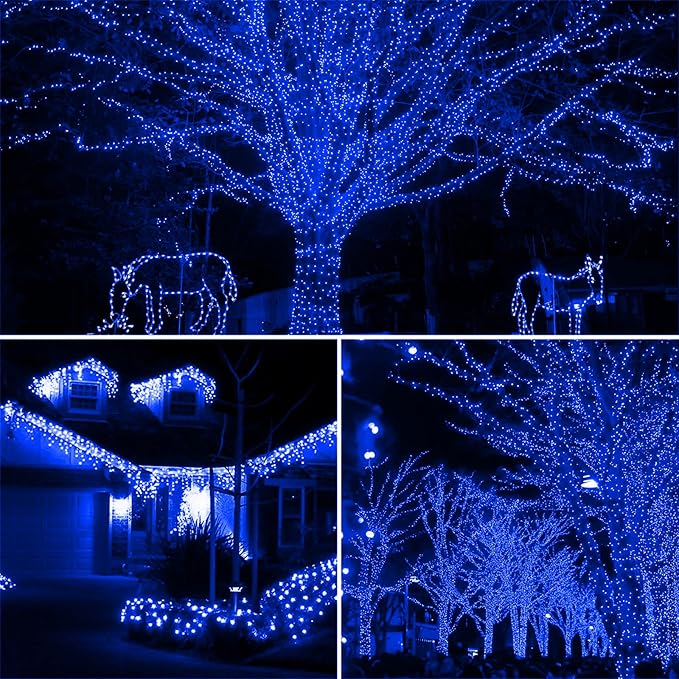 XTF2015 105ft 300 LED Christmas String Lights, End to End Plug 8 Modes Christmas Lights UL Certified Outdoor Indoor Fairy Light Christma s Tree, Patio, Garden, Party, Wedding, Holiday (Blue)