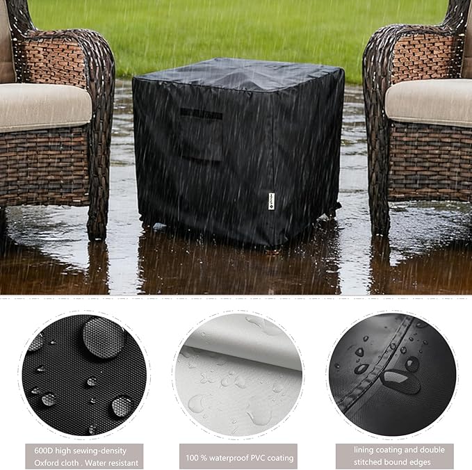 Patio Ottoman Cover,25W x 25D x 18H inch,Waterproof Square Patio Small Side Table Cover,Suitable for 3-Piece Outdoor Wicker Patio Bistro Set Side Table