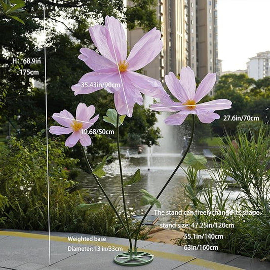 Artificial Giant Flowers for Decoration,Large Paper Daisies Flowers with Stems and Stands Base,Big Flower Decor for Wedding Birthday Party Garden, Party Banquet Background Decor (Pink)