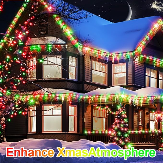 403 FT 1000 LED String Lights Outdoor Christmas Lights Fairy Lights Plug In Clear Wire Waterproof With Remote 8 Modes Timer for Outside House Tree Garden Yard Wedding Party Decorations-Red and Green