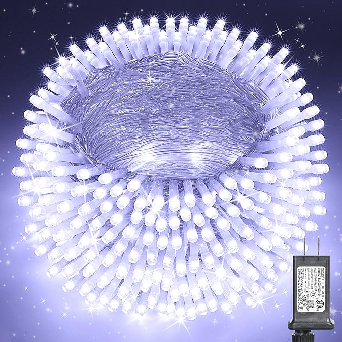 175Ft Christmas Lights Outdoor, 500 LED Christmas String Lights with 8 Modes, Timer, Waterproof Fairy Twinkle Light for Party, Garden, Patio, Home, Weddings, Holiday, XmasTree Decorations (White)