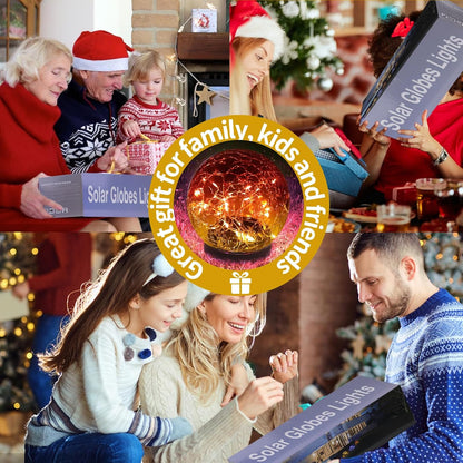 Solar Globe Lights Outdoor Waterproof-Solar Balls for Garden-Cracked Glass Ball Lights Outdoor-Solar Orbs for Outside-Decorations for Patio and Yard Lawn Backyard Decor