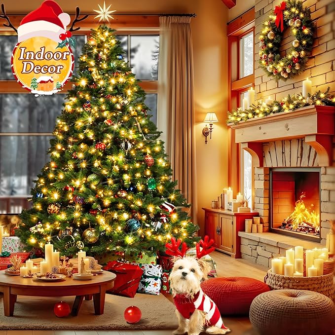 KNONEW 600ft 1500 LED Christmas String Lights Outdoor 8 Lighting Modes & Timer Dimmable Fairy Light Plug in Waterproof for Xmas Roof Yard Tree Wedding Party Holiday Decorations (Warm White)