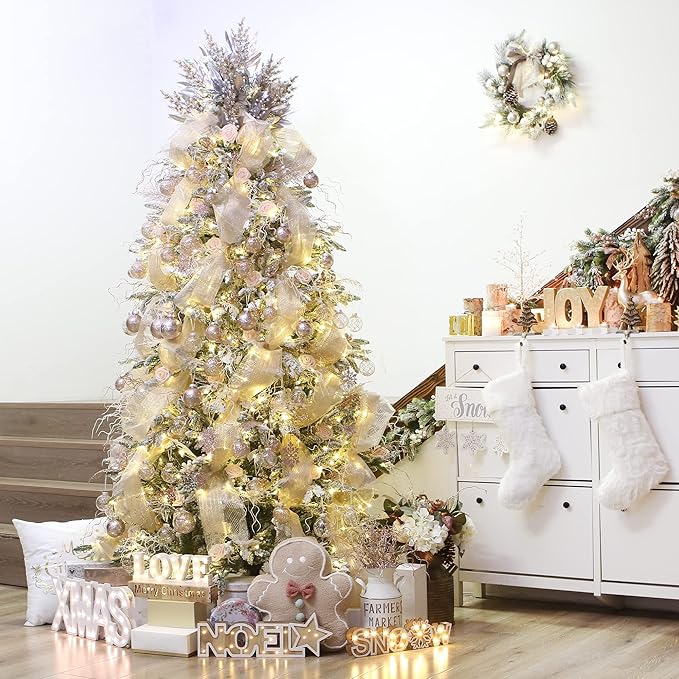 Sea Team Shatterproof Clear Plastic Christmas Ball Ornaments Decorative Xmas Balls Baubles Set with Stuffed Delicate Decorations (80mm/3.15 inch 20-Pack, Rose Gold)