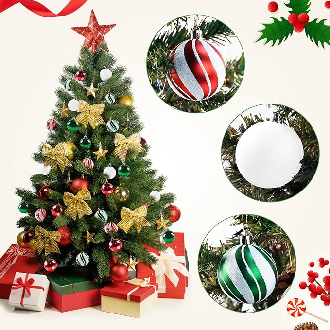 Christmas Balls Ornaments for Xmas Tree- 30Pcs Shatterproof Christmas Tree Decorations, 2.36" Hanging Balls Muti-Color Xmas Ball Ornaments Set for Holiday Party Decoration Perfect Super Bulbs
