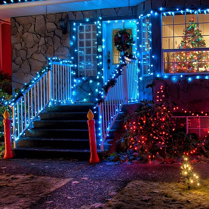 Dazzle Bright C9 Waterproof Blue Christmas Lights, 50 LED, 33ft Long, Indoor Outdoor Use