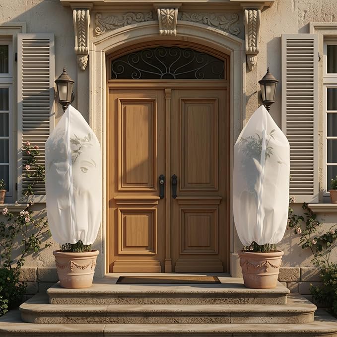 2 Packs Plant Covers Freeze Protection, 47.2'' x 70.8'' Winter Frost Cloth with Zipper & Drawstring - White Frost Blankets for Outdoor Garden Plants and Trees