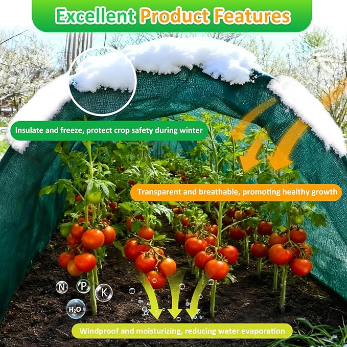 Green Plant Covers Freeze Protection, 10 x 50 ft - 2 oz/yd² Frost Cloths for Outdoor Plants, Tree Covers Freeze Protection, Winter Garden Blanket, Sun Cover for Plants for Greenhouse, Vegetables