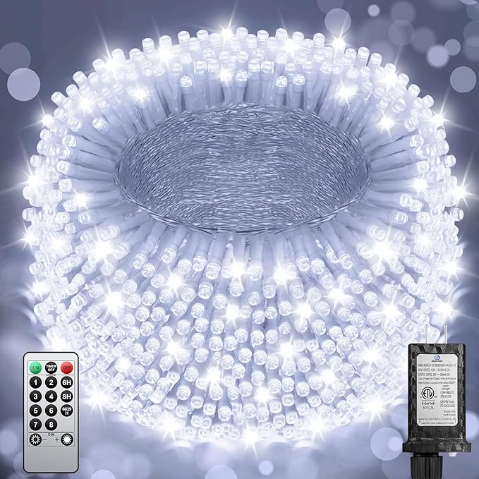 552FT 1400 LED Christmas Lights, Extra Long Outdoor String Lights Waterproof, Timer & Memory, 8 Modes Dimmable Plug in Fairy for Outside Tree Wedding Patry Cool White