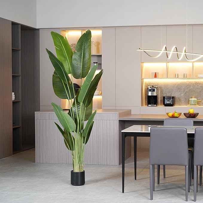 Artificial Tree 6.6Ft Silk Bird of Paradise Large Big Fake Potted Plants Tall Faux Silk Floor Plants for Home Living Room Bedroom Office Decor Indoor Outdoor…