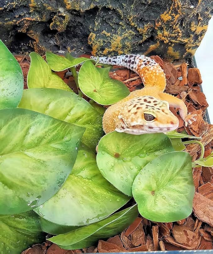 Reptile Plants for Terrarium Decor, Amphibian Habitat Decor, Snake Tank Accessories, Artificial Hanging Plants with Suction Cup-2 Packs (Arrowhead)