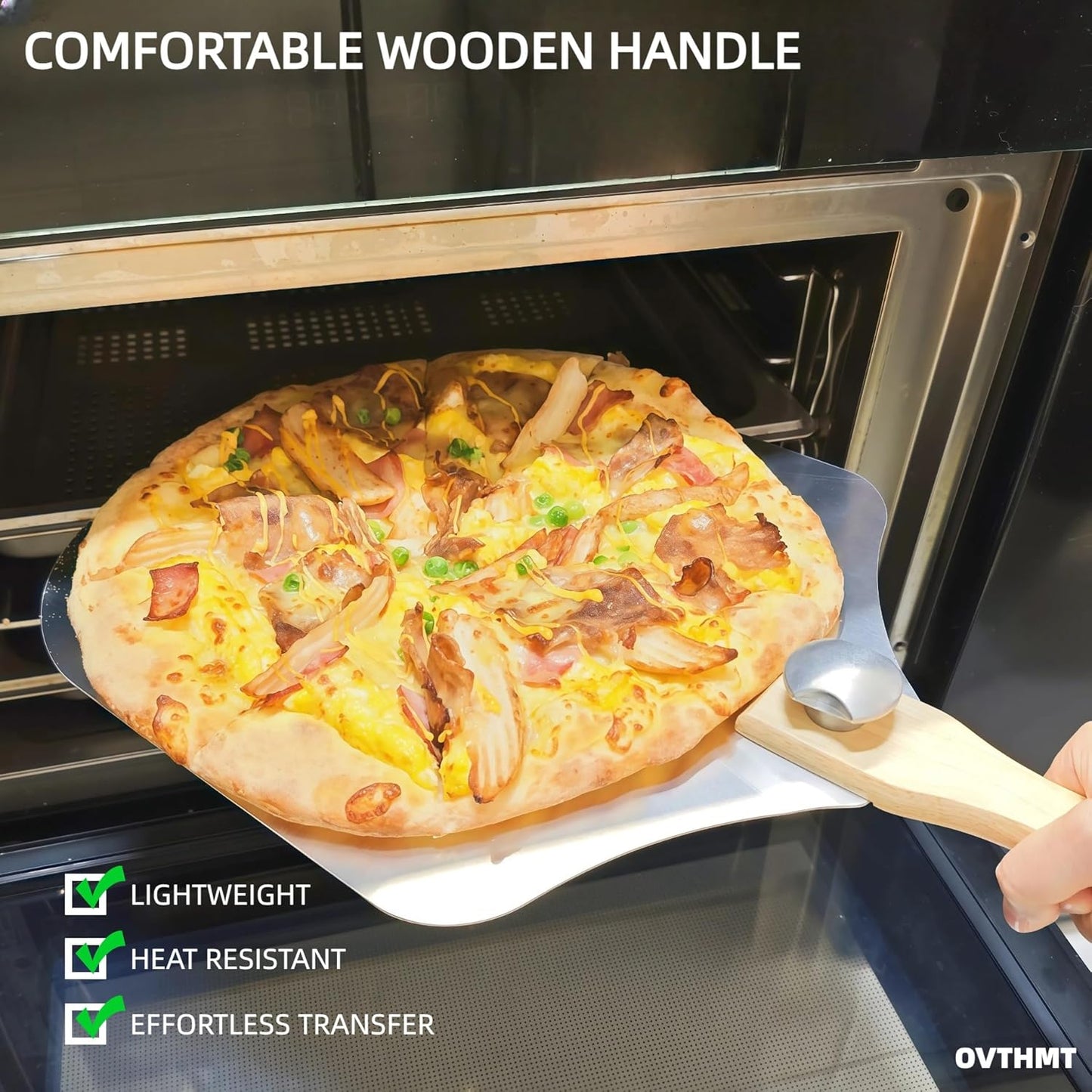 Pizza Peel 14 inch, Aluminum Pizza Paddle 14 x 16 inch with Foldable Wood Handle, Pizza Turning Peel, Pizza Spatula For Oven, Bread, Pastry, Dough, Cake, Pizza Spatula Paddle, Metal Pizza Peel