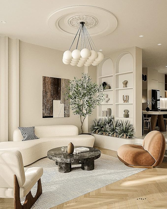 Artificial Tree Faux Olive Tree 7ft (82in,UV Protection 2289 Leaves) Tall Fake Olive Plant in Pot Fake Silk Tree Faux Plants Indoor