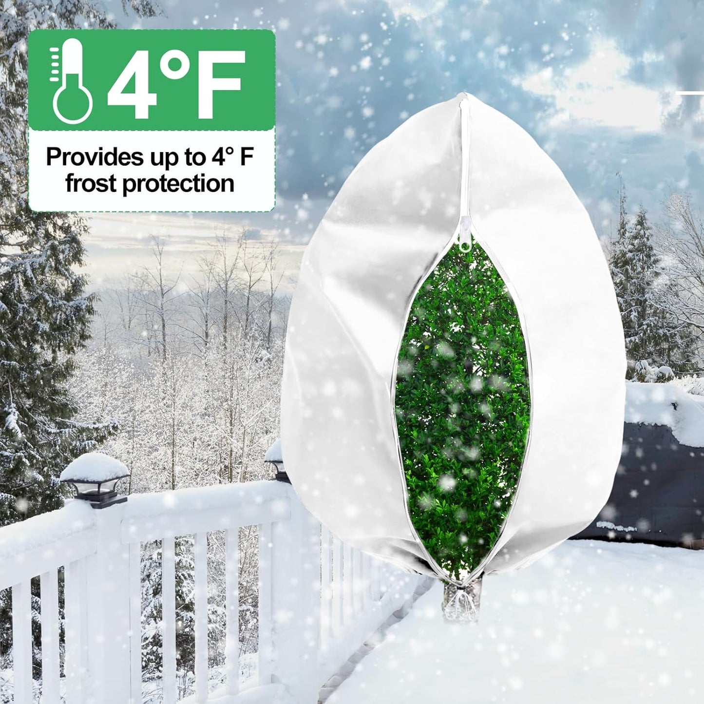 Winter Plant Covers Freeze Protection, 74.8"X 90.5" Fig Tree Covers for Winter Cold Weather Frost Cloths for Outdoor Plants Fruit Tree with Zipper Drawstring, Shrubs Trees Jacket Covers