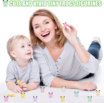50 PCS Luminous Mini Resin Frogs Tiny Plastic Frogs Glow in The Dark Miniature Frog Figurines for Fairy Garden Miniature Moss Landscape Decoration (8 Colors Mini Frogs)