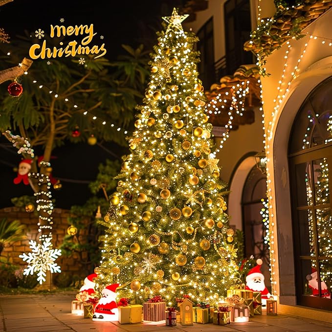 JMEXSUSS 272ft 800 LED Outdoor Christmas Lights, 8 Modes Warm White Christmas Tree Lights Green Wire, Waterproof Led String Light for Outside Indoor Xmas Party Tree Decor