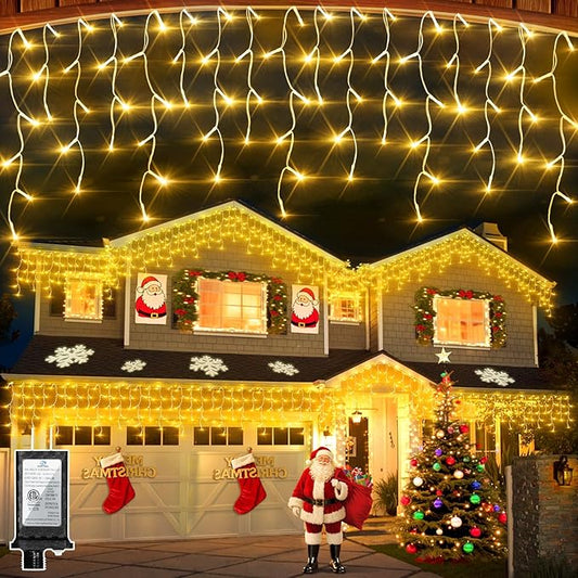 1620 LED Christmas Lights with 360Drops, 164ft 12 Modes Warm White Outdoor String Lights with Timer Dimmable, Waterproof Hanging Twinkle Lights for Indoor Holiday Wedding Party Eaves Christmas Decor