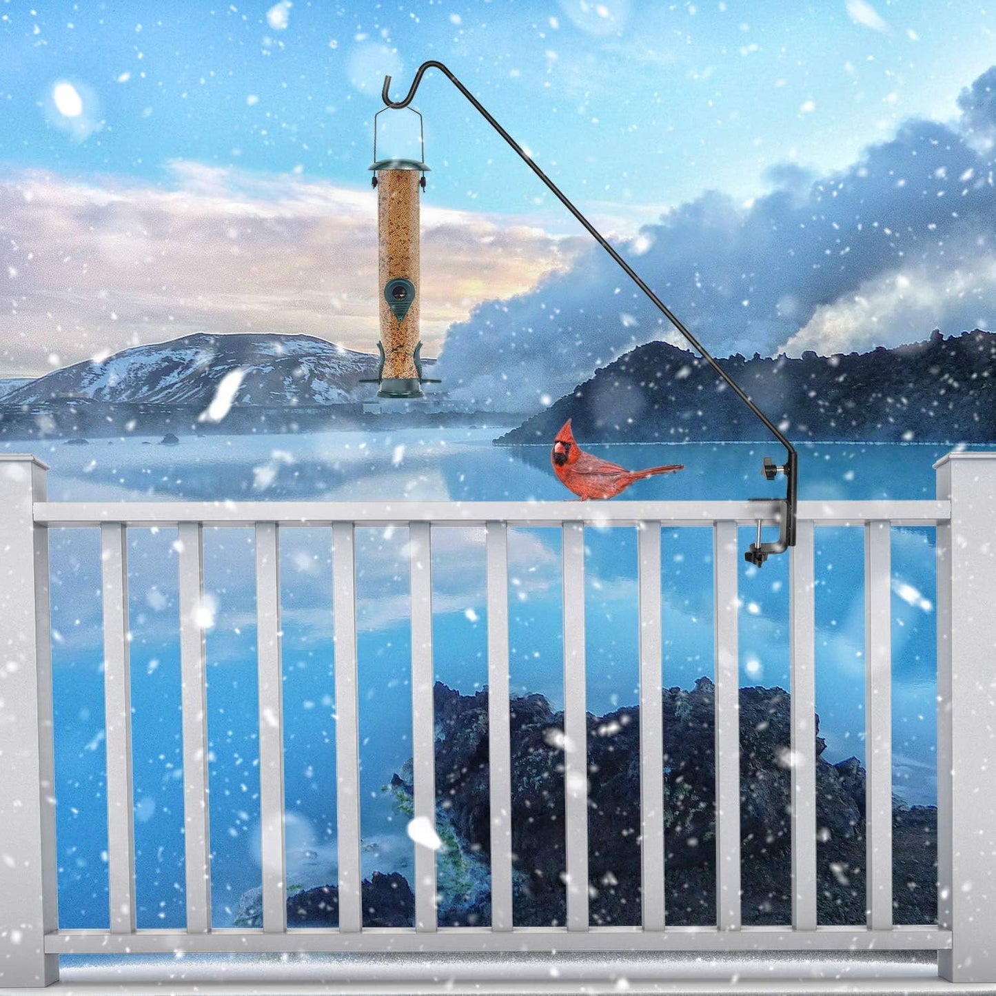 Ashman Deck Hook 32-Inch (2 Pack), Double Forged Solid Metal Single Piece Rod, Ideal for Bird Feeders, Plant Hangers, Coconut Shell Hanging Baskets, and Lanterns.